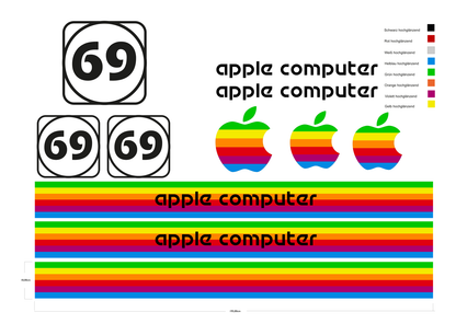 Stickerset Apple Computer Retro aus dem Rennsport