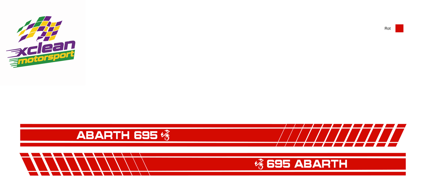 Stickerset Seitenschweller für Fiat 500 Abarth 695 Scorpion Rot
