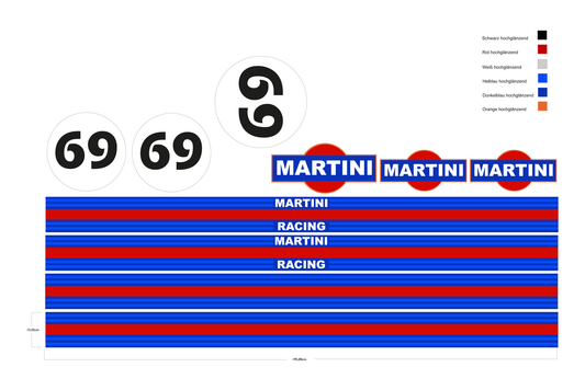 Stickerset Martini Racing Retro aus dem Rennsport
