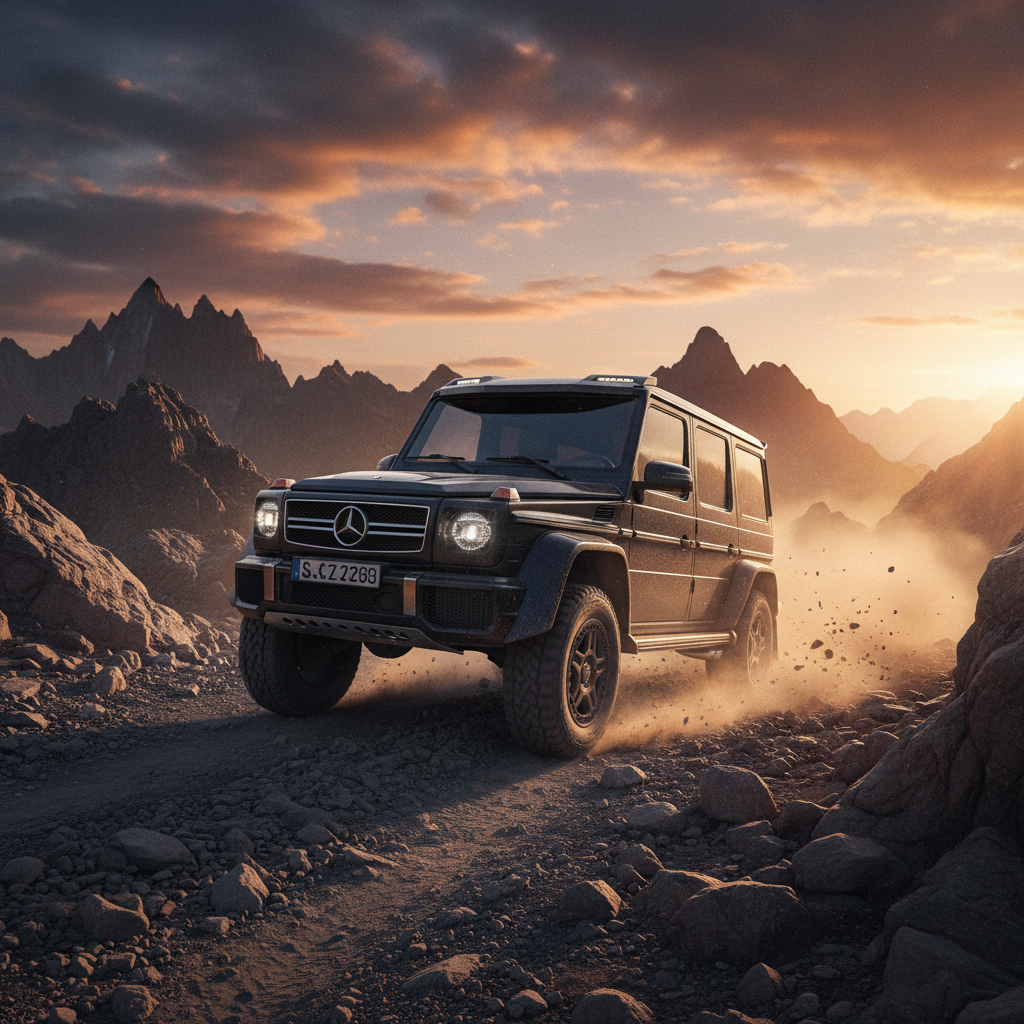 Mercedes G-Klasse W463 mit 40MM Lift-Kit auf Bergpiste – Lifestyle Shot