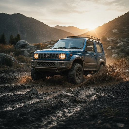 Isuzu Trooper in George Russell Blau – Off-Road Lifestyle Shot