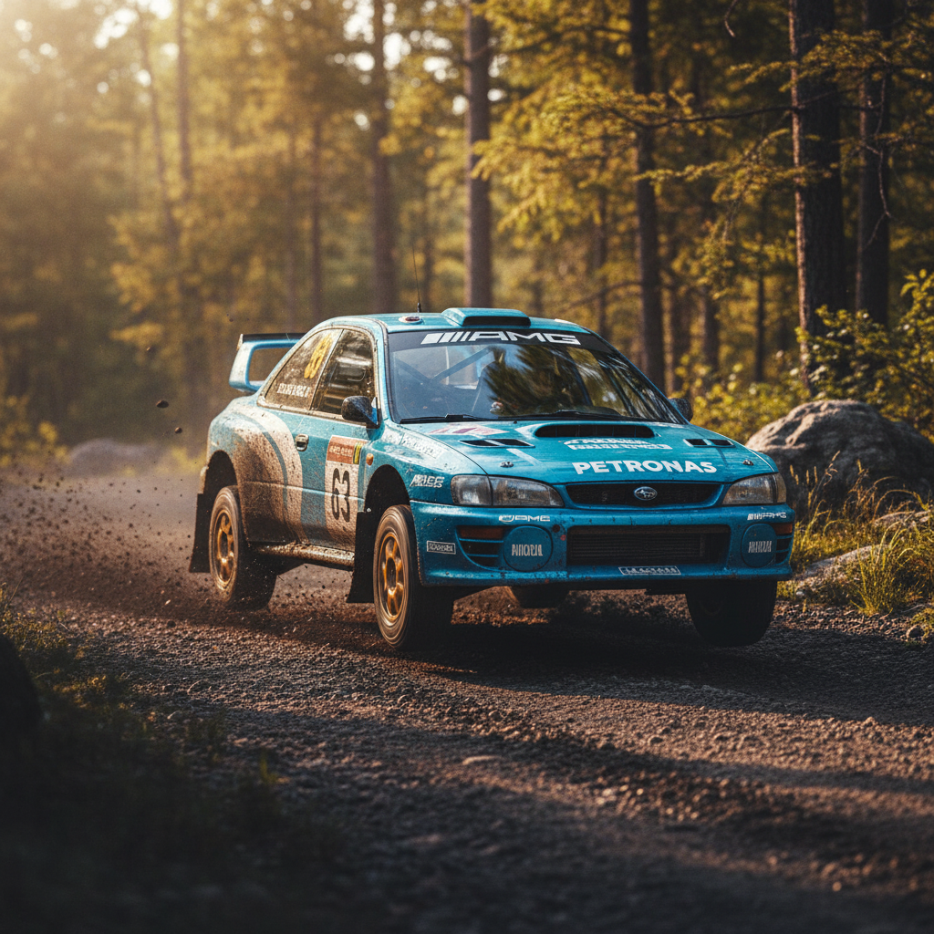 Subaru Impreza Rally Style in George Russell Blau – Lifestyle Shot